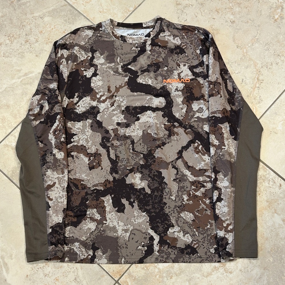 Nomad Long Sleeve‎ Shirt Mens S Brown Veil Camo Performance Hunting Tactical Tee